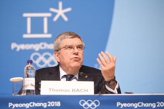 IOC President Thomas Bach holds news conference