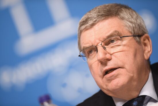 IOC President Thomas Bach holds news conference