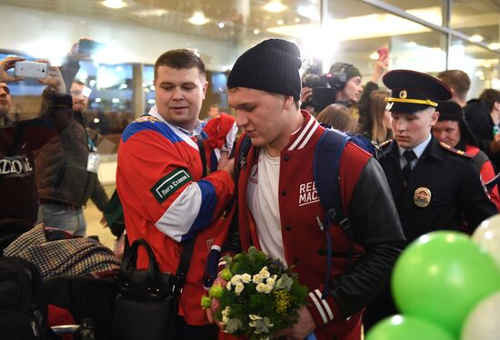 Russian 2018 Olympians are welcomed home