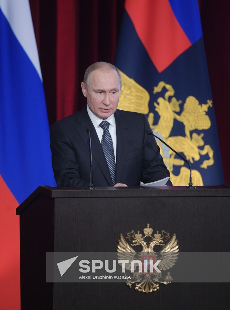President Vladimir Putin at Ministry of the Interior board meeting