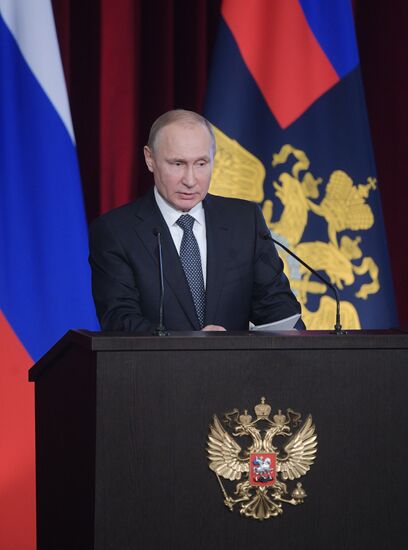 President Vladimir Putin at Ministry of the Interior board meeting