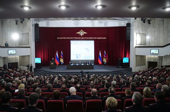 President Vladimir Putin at Ministry of the Interior board meeting