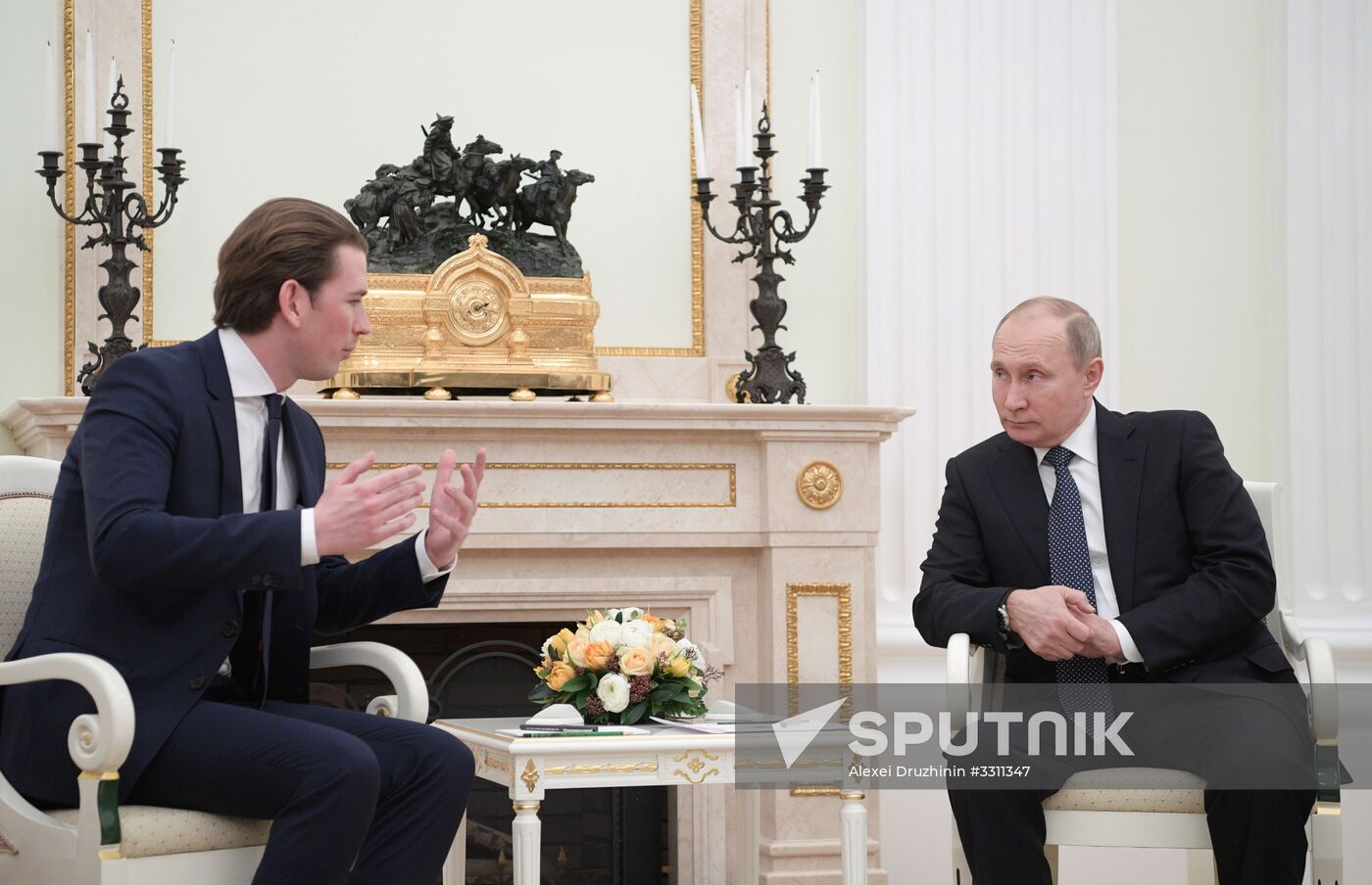 Russian President Vladimir Putin meets with Chancellor of Austria Sebastian Kurz