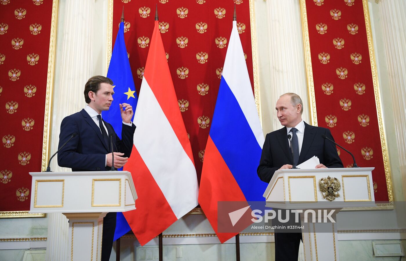Russian President Vladimir Putin meets with Chancellor of Austria Sebastian Kurz