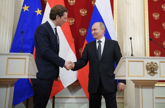 Russian President Vladimir Putin meets with Chancellor of Austria Sebastian Kurz