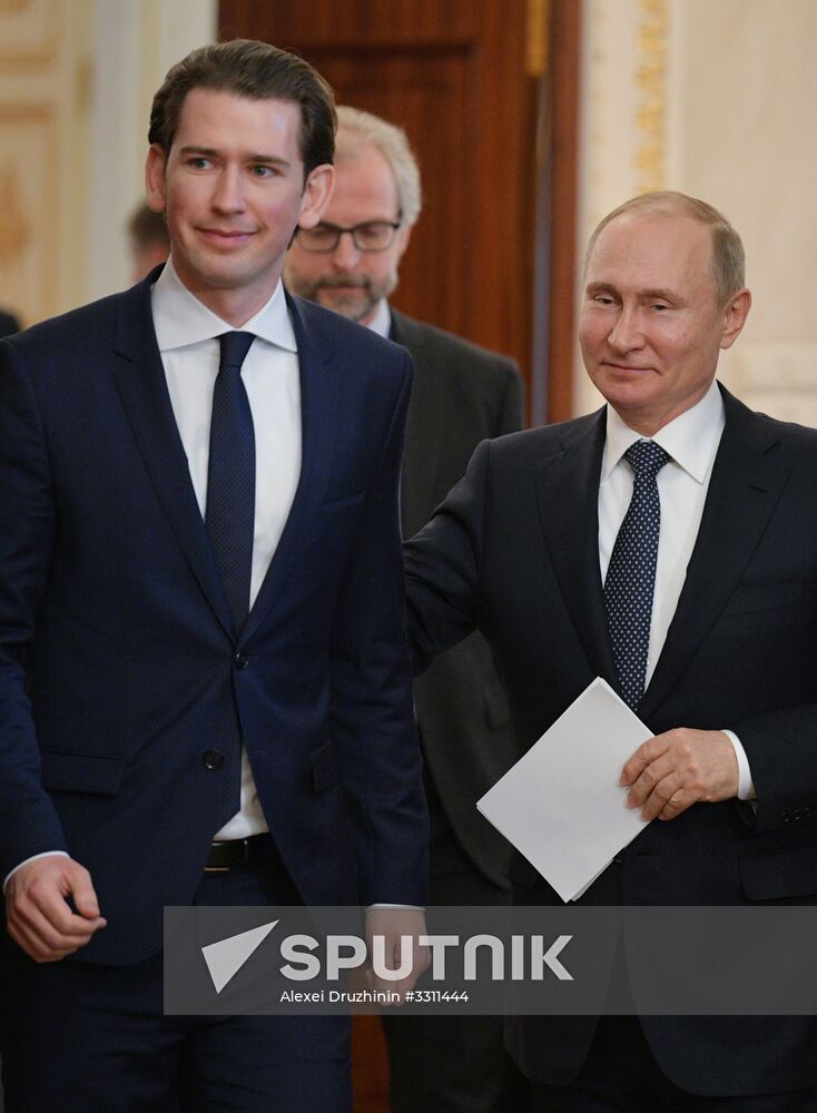 Russian President Vladimir Putin meets with Chancellor of Austria Sebastian Kurz