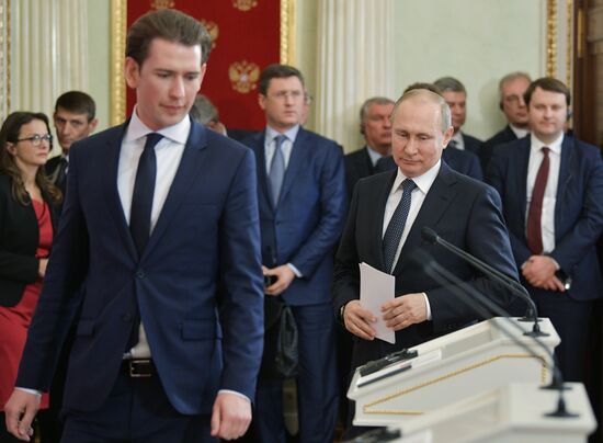 Russian President Vladimir Putin meets with Chancellor of Austria Sebastian Kurz