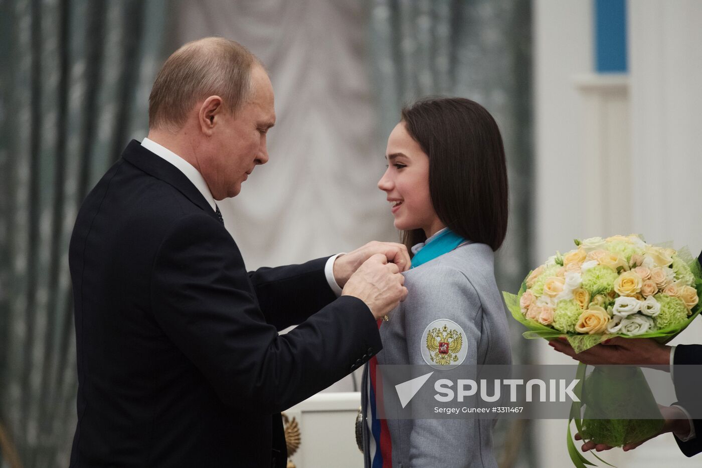 President Vladimir Putin presents state decorations to 2018 Winter Olympics medalists