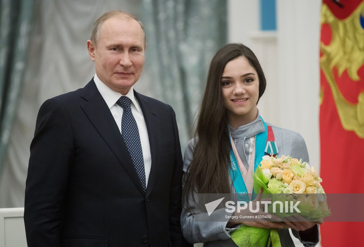 President Vladimir Putin presents state decorations to 2018 Winter Olympics medalists