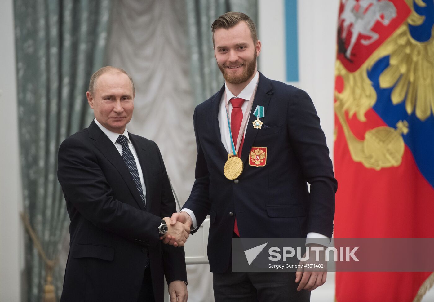 President Vladimir Putin presents state decorations to 2018 Winter Olympics medalists