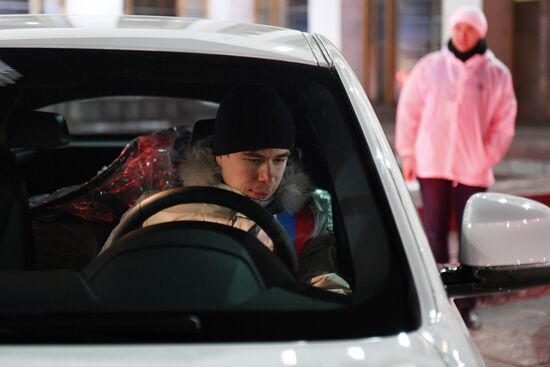 Prime Minister Dmitry Medvedev presents cars to 2018 Winter Olympics medalists at ceremony
