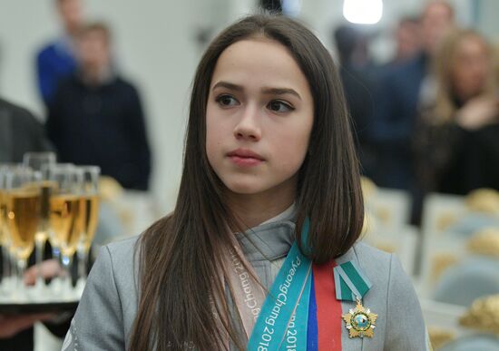 President Vladimir Putin presents state decorations to 2018 Winter Olympics medalists