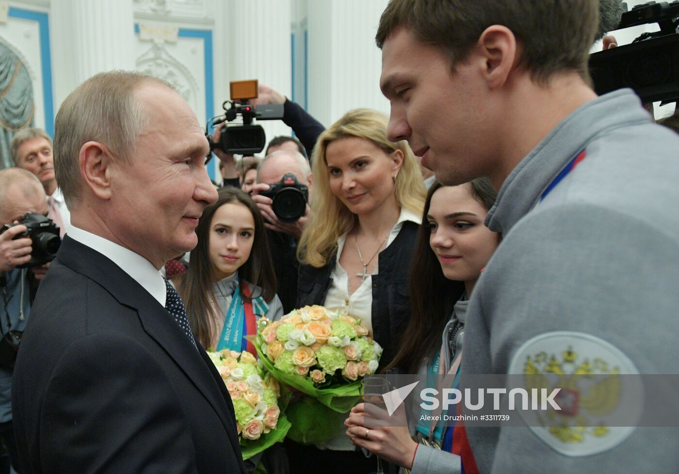 President Vladimir Putin presents state decorations to 2018 Winter Olympics medalists