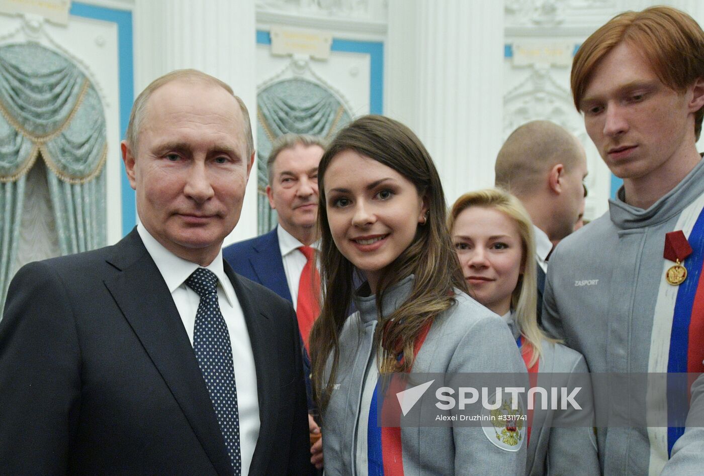 President Vladimir Putin presents state decorations to 2018 Winter Olympics medalists