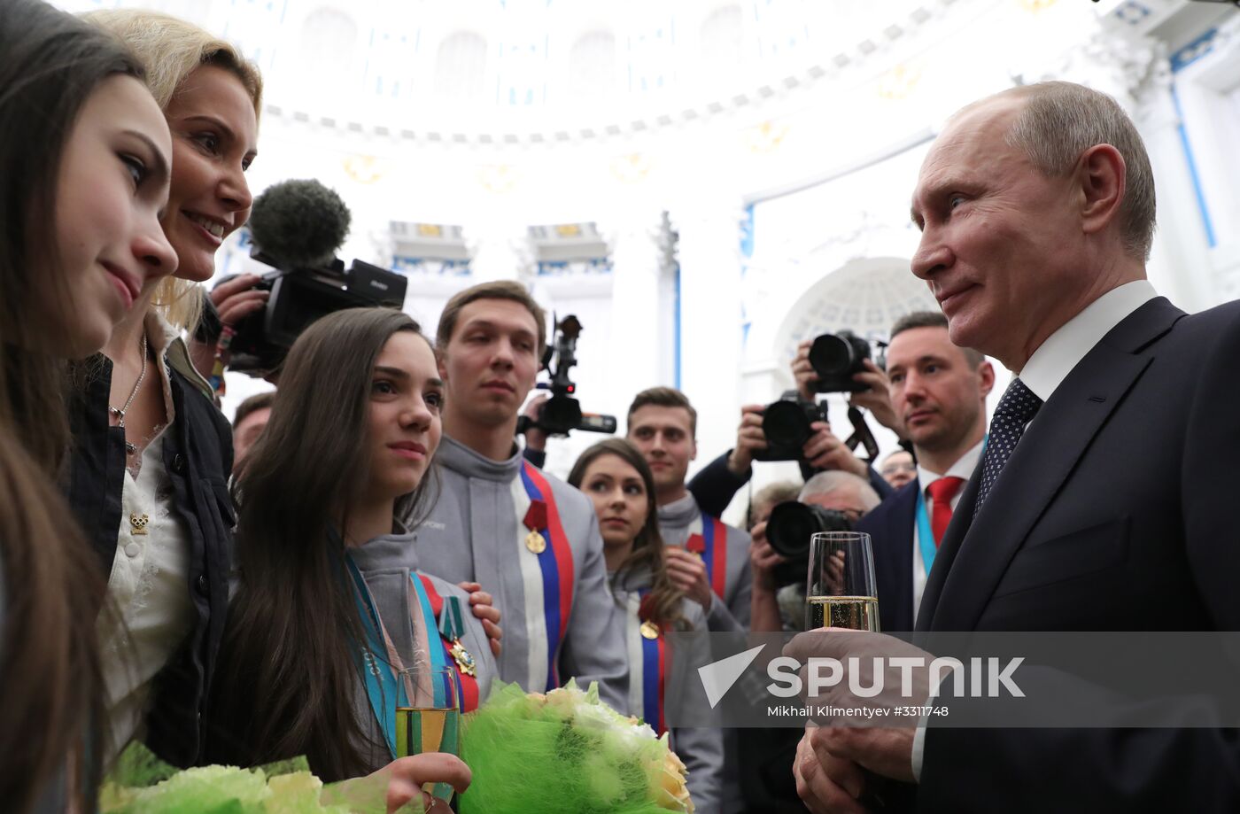 President Vladimir Putin presents state decorations to 2018 Winter Olympics medalists