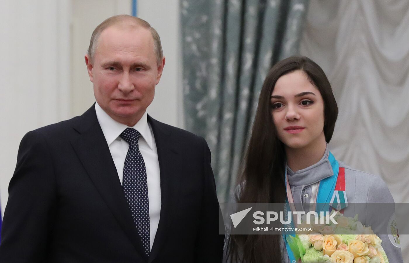 President Vladimir Putin presents state decorations to 2018 Winter Olympics medalists