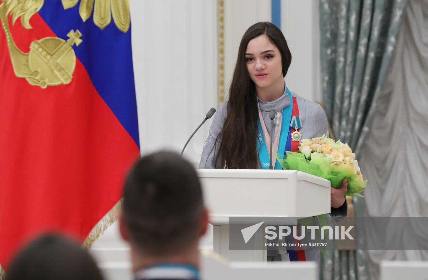 President Vladimir Putin presents state decorations to 2018 Winter Olympics medalists