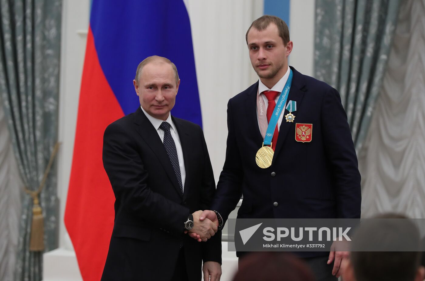 President Vladimir Putin presents state decorations to 2018 Winter Olympics medalists