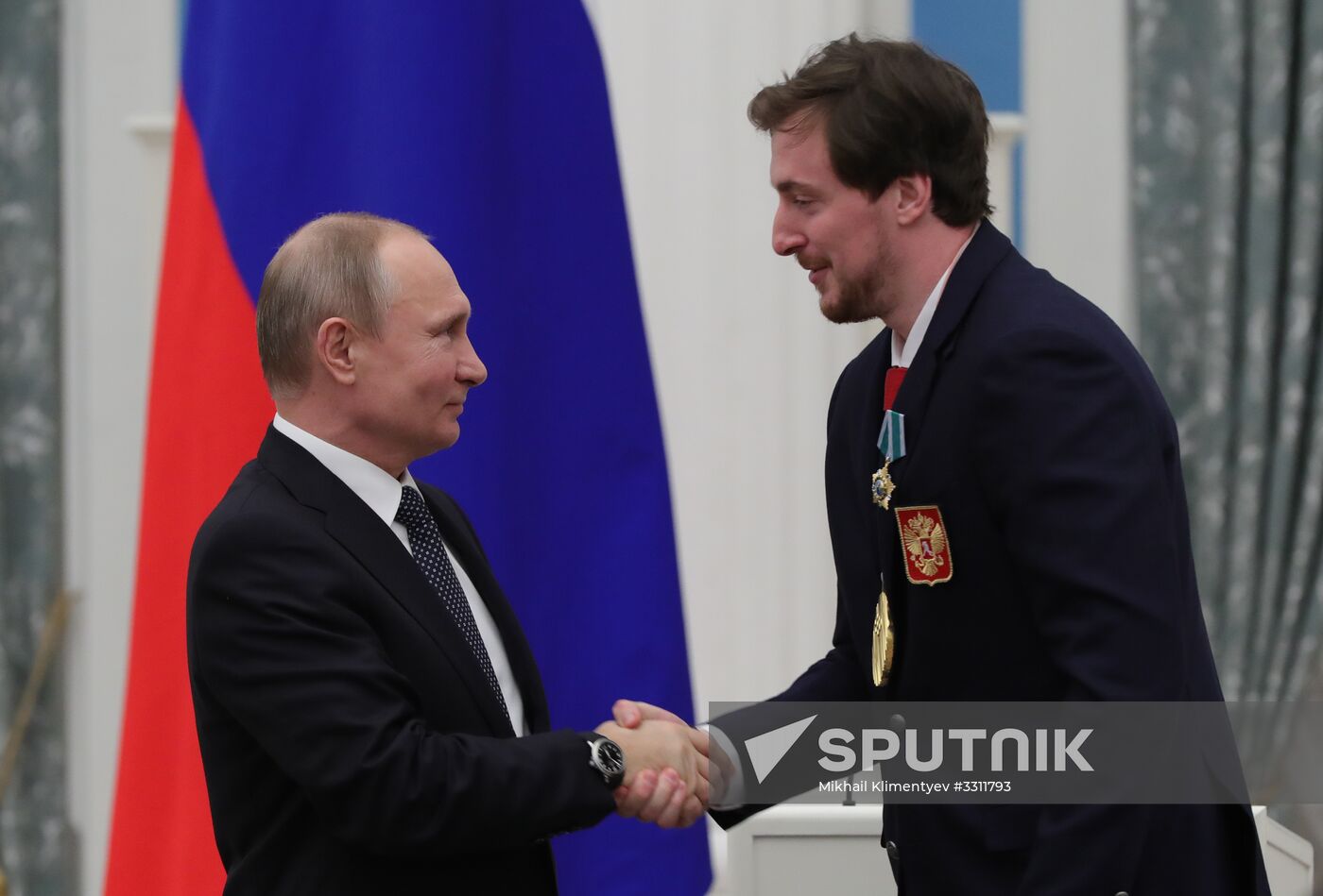 President Vladimir Putin presents state decorations to 2018 Winter Olympics medalists