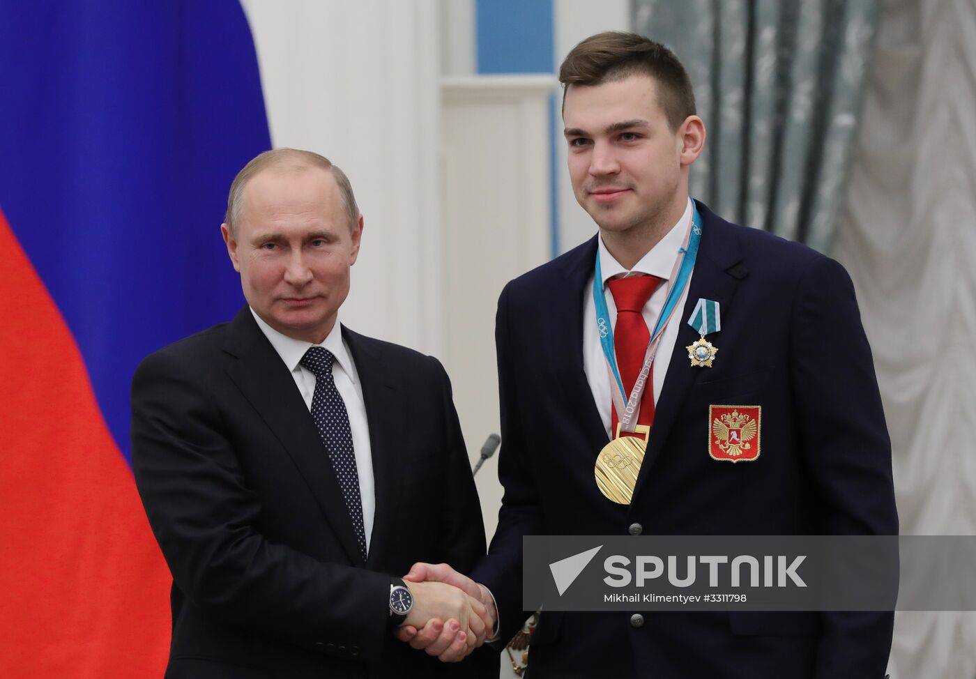 President Vladimir Putin presents state decorations to 2018 Winter Olympics medalists