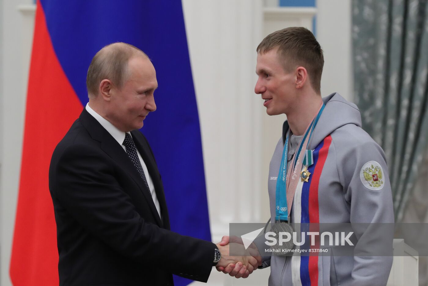 President Vladimir Putin presents state decorations to 2018 Winter Olympics medalists