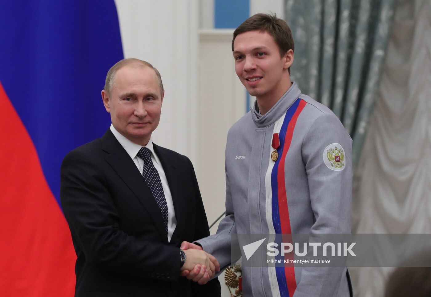 President Vladimir Putin presents state decorations to 2018 Winter Olympics medalists