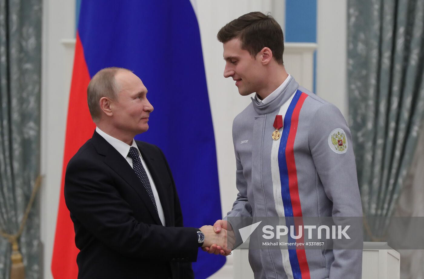 President Vladimir Putin presents state decorations to 2018 Winter Olympics medalists