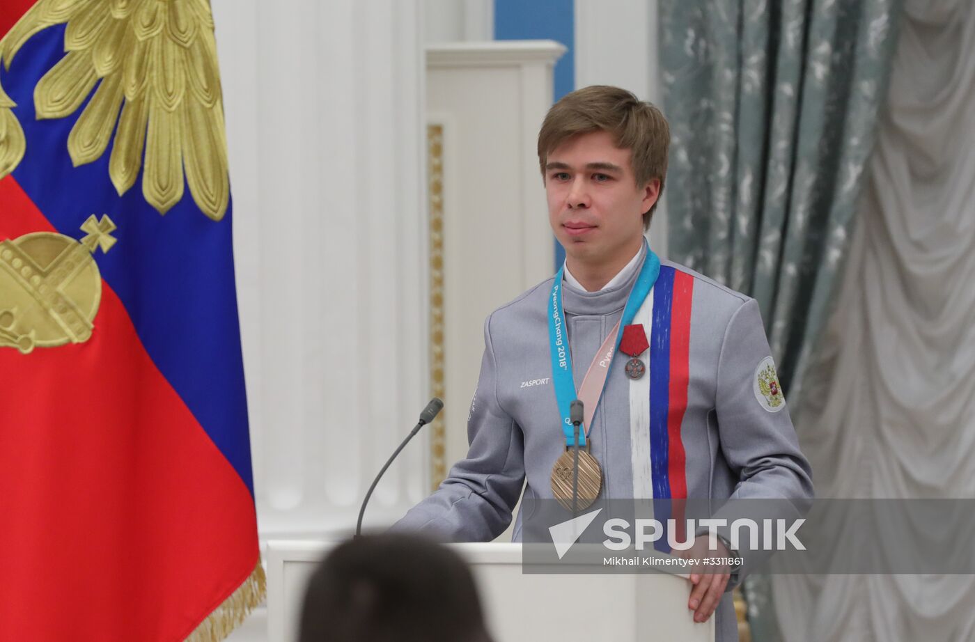 President Vladimir Putin presents state decorations to 2018 Winter Olympics medalists