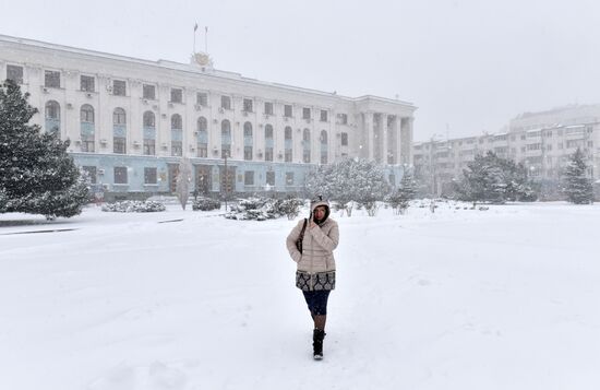 Snowfall in Crimea