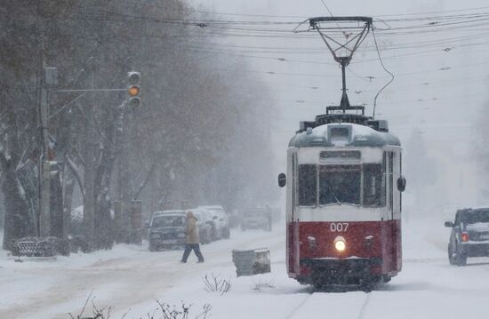 Snowfall in Crimea