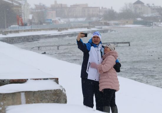 Snowfall in Crimea