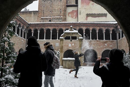 Snowfall in Italy