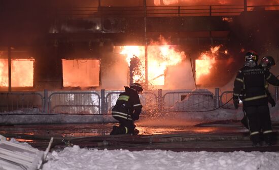 Fire on river cruise boat in Moscow