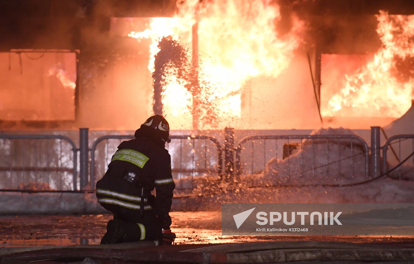 Fire on river cruise boat in Moscow