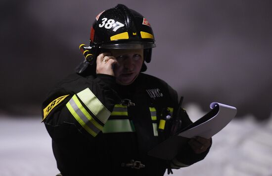 Fire on river cruise boat in Moscow