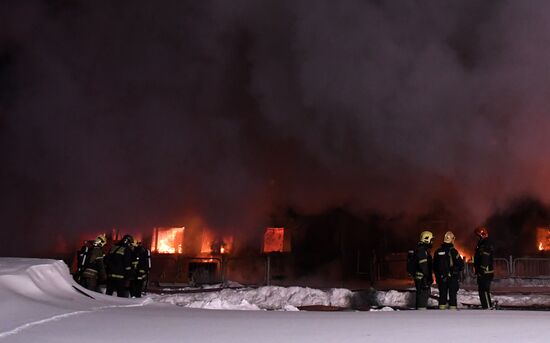 Fire on river cruise boat in Moscow