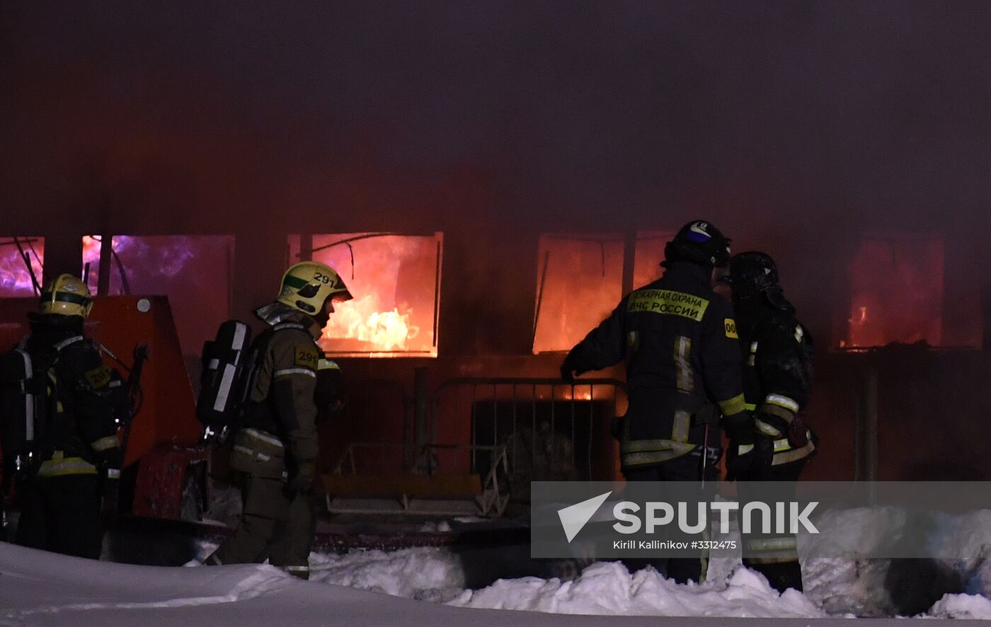 Fire on river cruise boat in Moscow