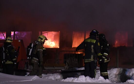 Fire on river cruise boat in Moscow