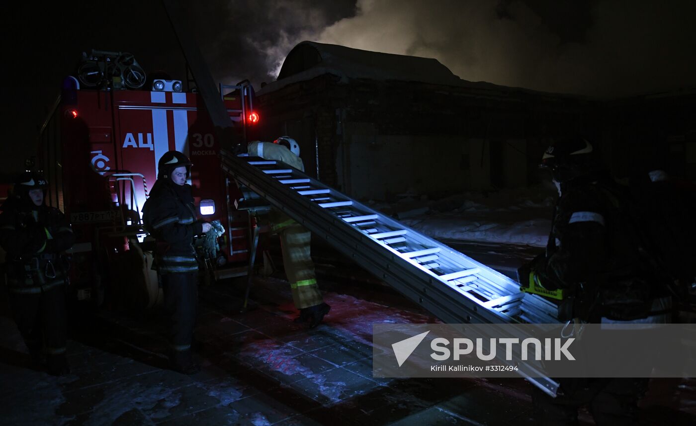 Fire on river cruise boat in Moscow