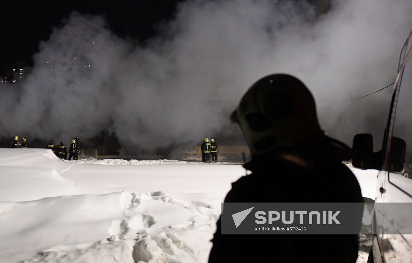 Fire on river cruise boat in Moscow