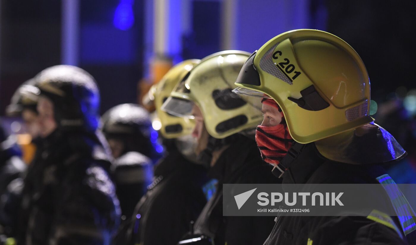 Fire on river cruise boat in Moscow