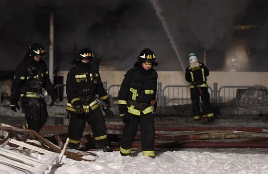 Fire on river cruise boat in Moscow