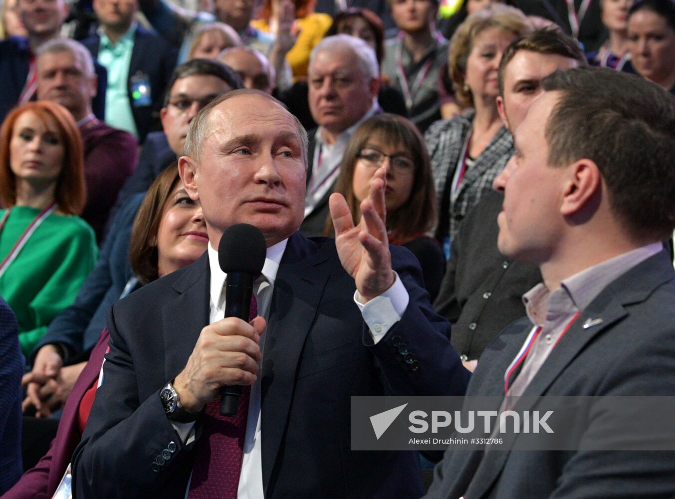 March 2, 2018. Russian President Vladimir Putin at a plenary meeting of the 5th Truth and Justice Media Forum of Independent Regional and Local Media, organized by the Russian Popular Front (ONF). Location: Russia, Kaliningrad. Author: Alexei Druzhinin/Sputnik. Russian President Vladimir Putin's work trip to Kaliningrad Region