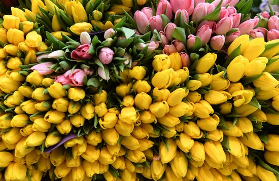 Spring flower bazaar in Petrovsky Passage