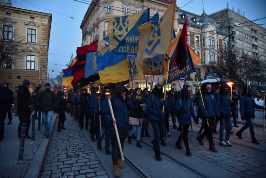 Nationalists march in Lviv