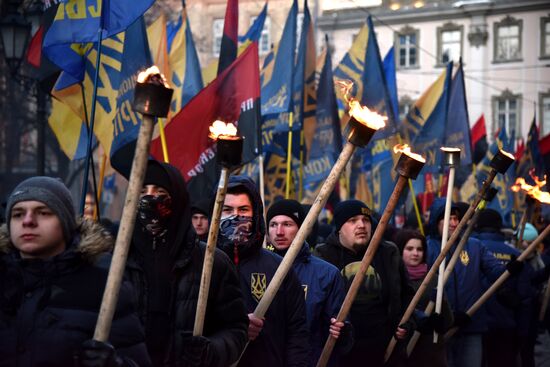 Nationalists march in Lviv
