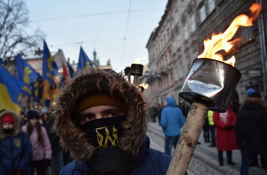 Nationalists march in Lviv