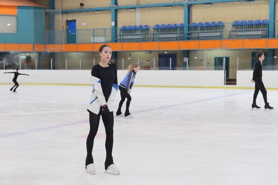 Figure skater Alina Zagitova during training