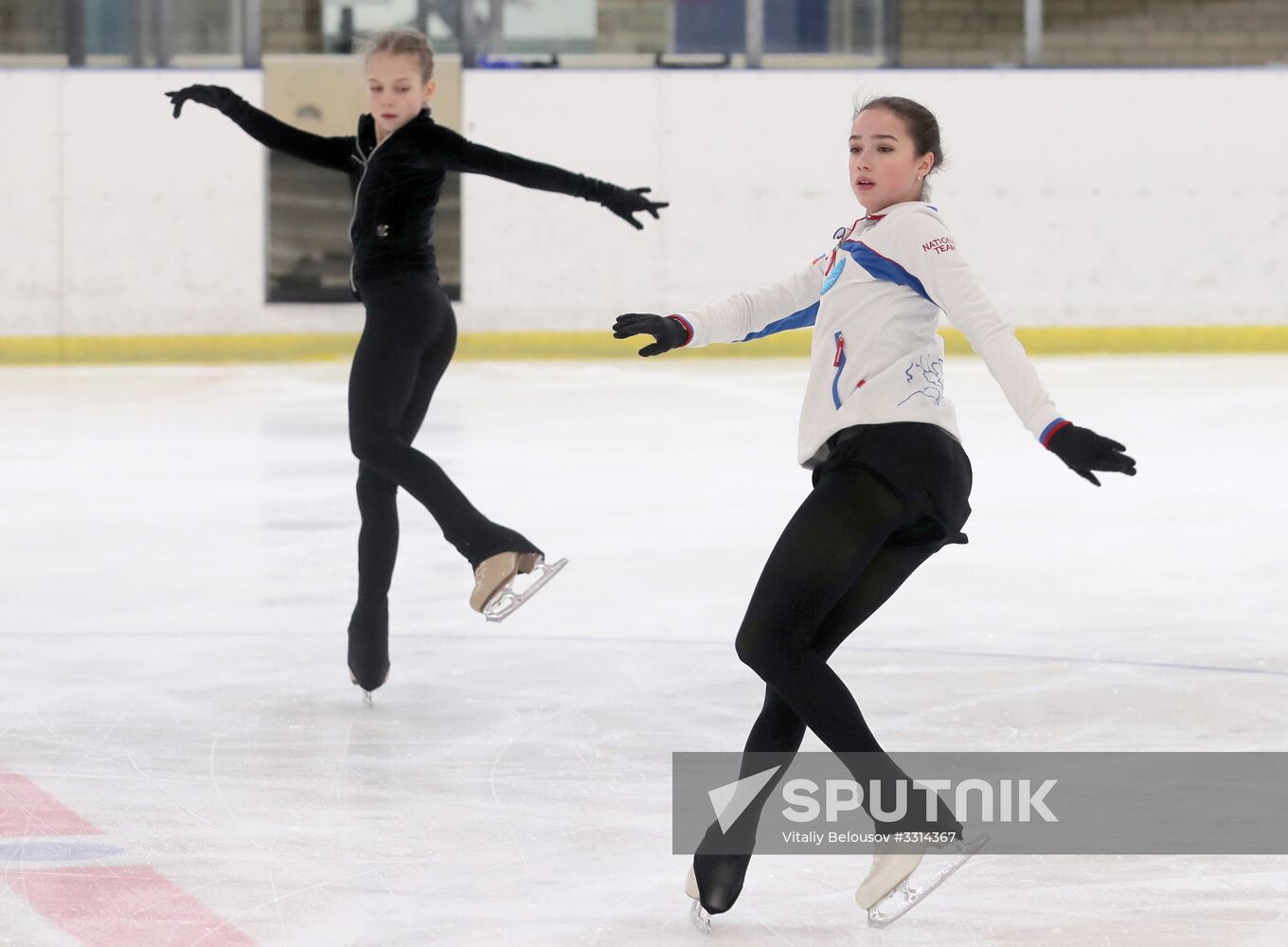 Figure skater Alina Zagitova during training