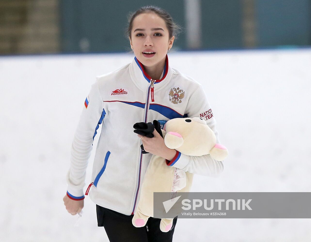 Figure skater Alina Zagitova during training